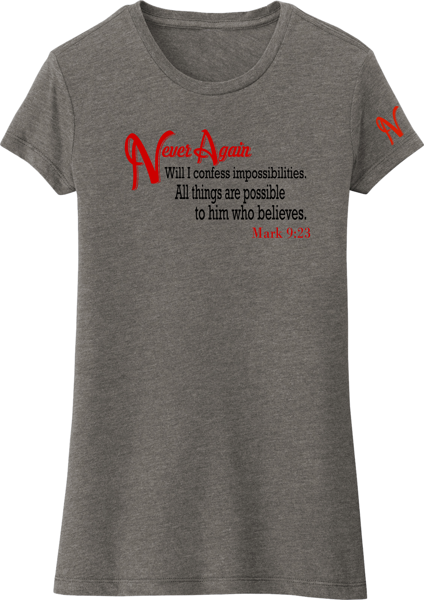 Never Again Mark 923 Impossibilities DT155 Womens Short Sleeve