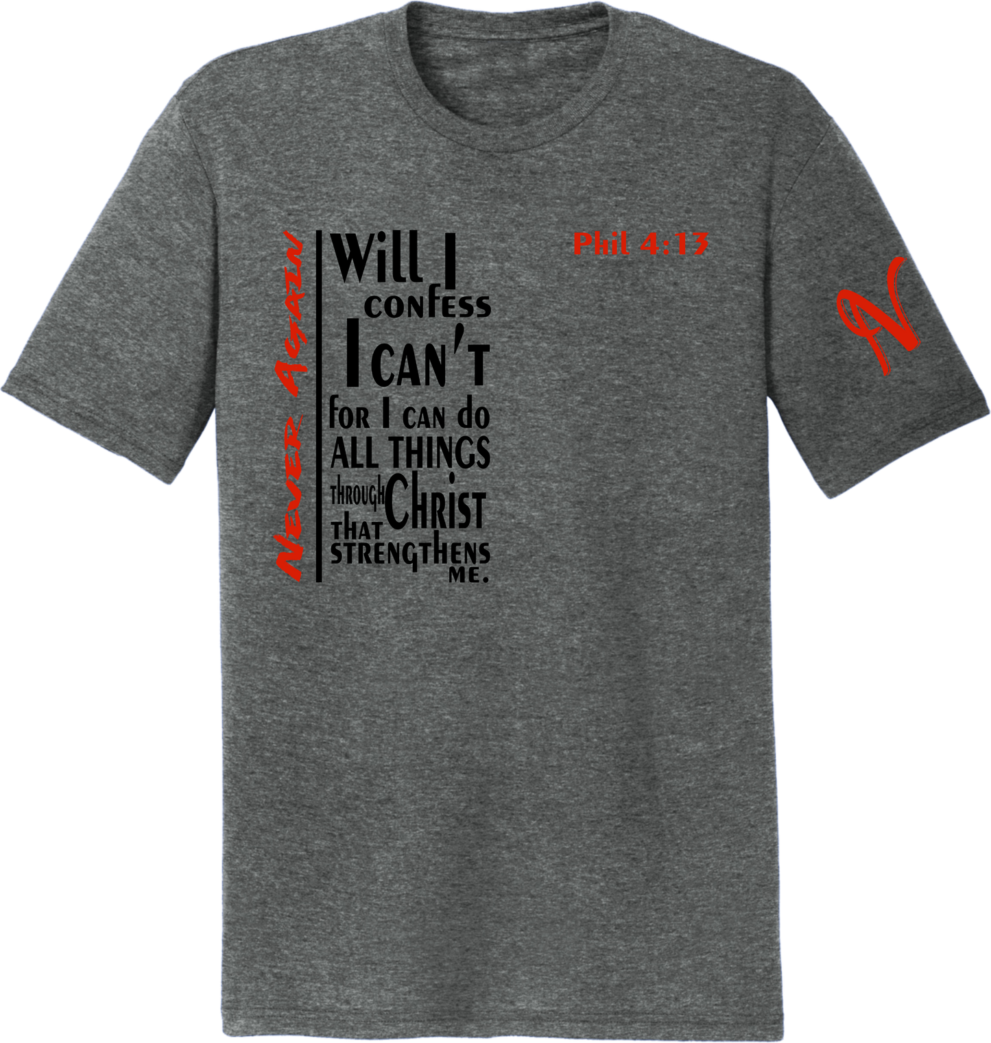 Never Again Short Sleeve Heathered Charcoal Tee V3