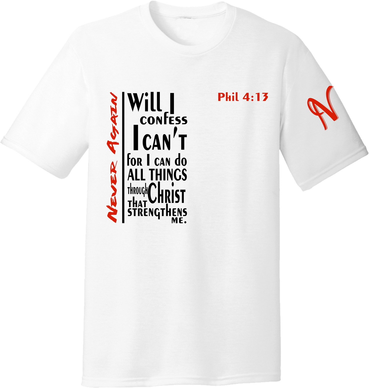 Never Again Short Sleeve White Tee V3