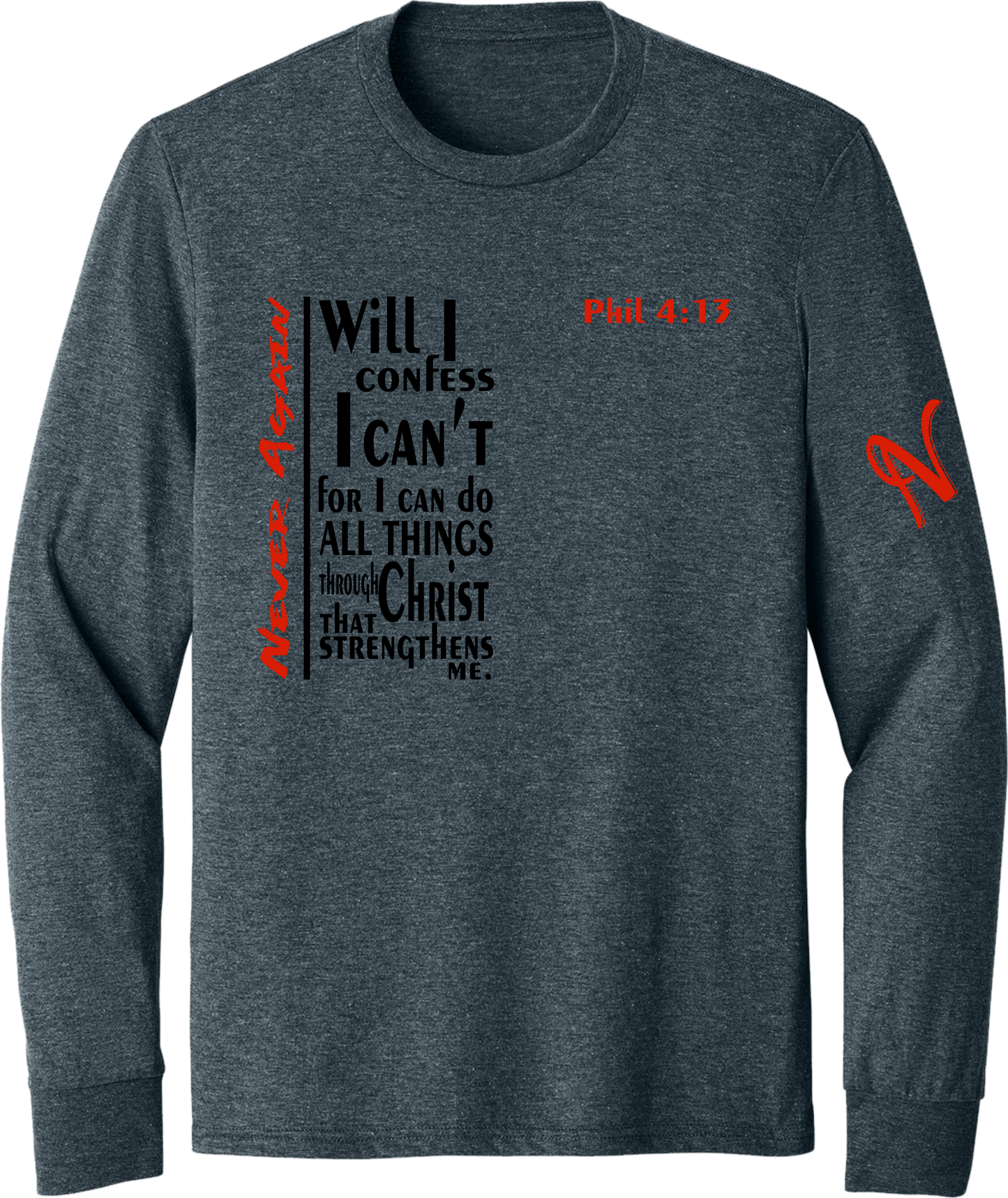 Never Again Long Sleeve Navy Frost Tee V3