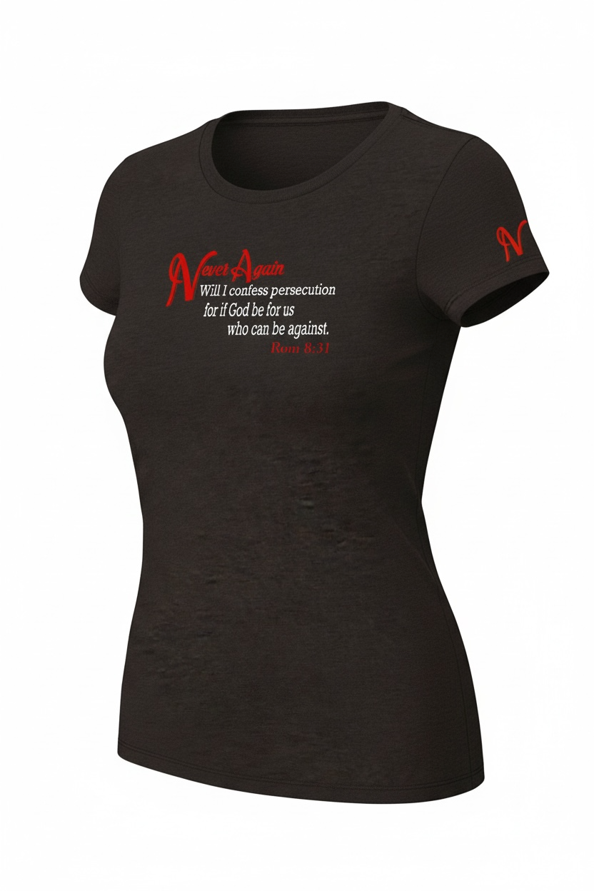 Never Again Rom 831 Persecution DT155 Womens Short Sleeve