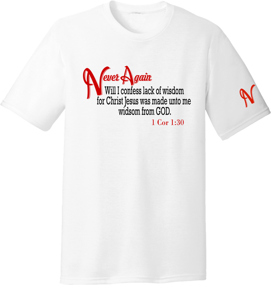 Never Again 1 Cor 130 Wisdom DT130Y Short Sleeve (Youth)