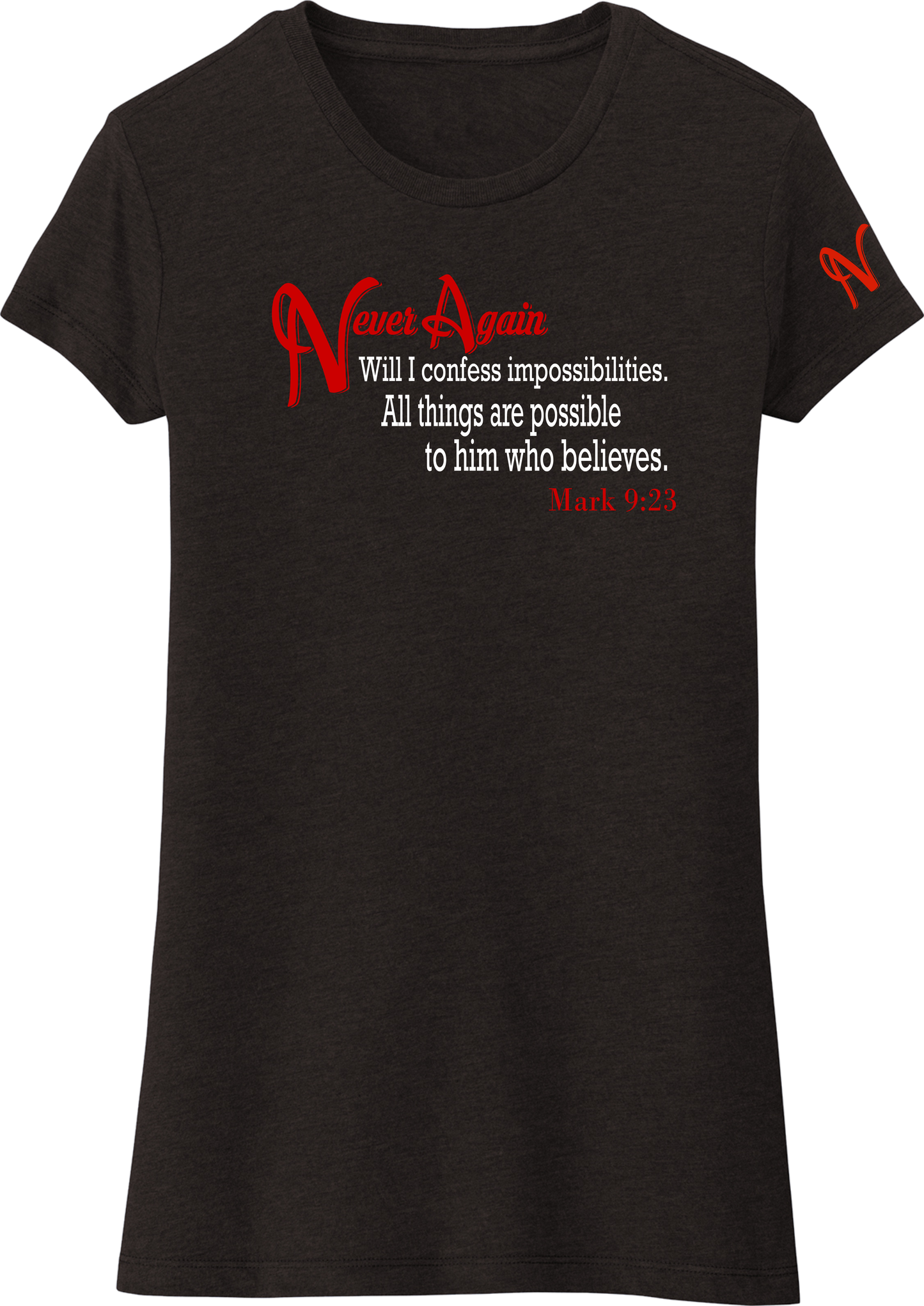 Never Again Mark 923 Impossibilities DT155 Womens Short Sleeve