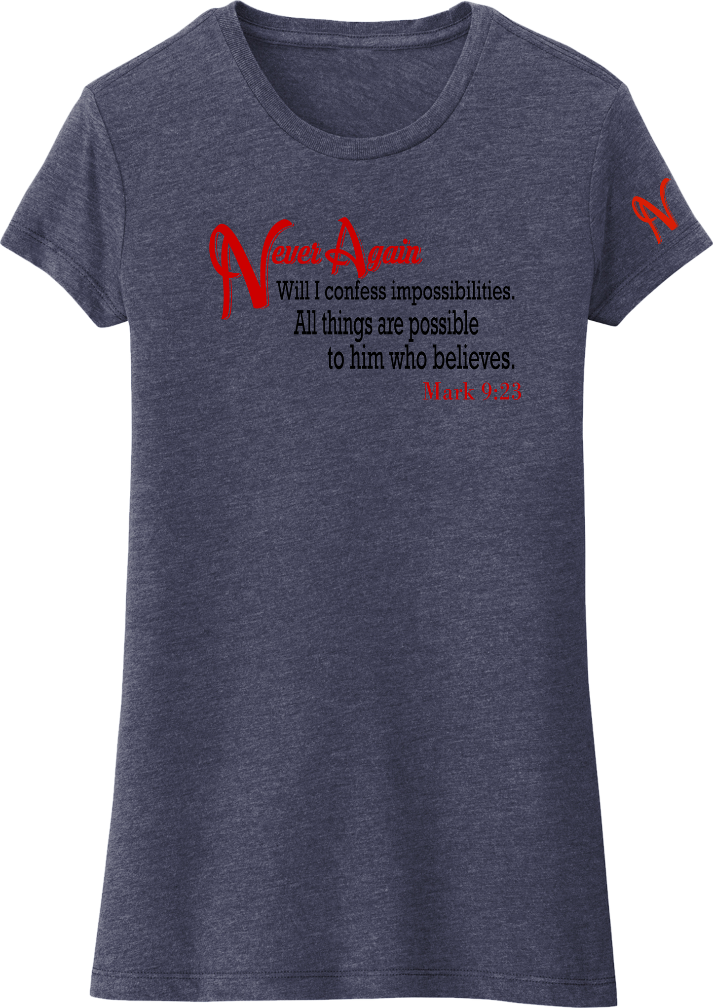 Never Again Mark 923 Impossibilities DT155 Womens Short Sleeve